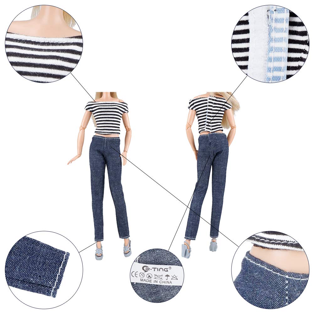 E-TING assortment of diverse styles and colors in 11.5-inch doll clothes.