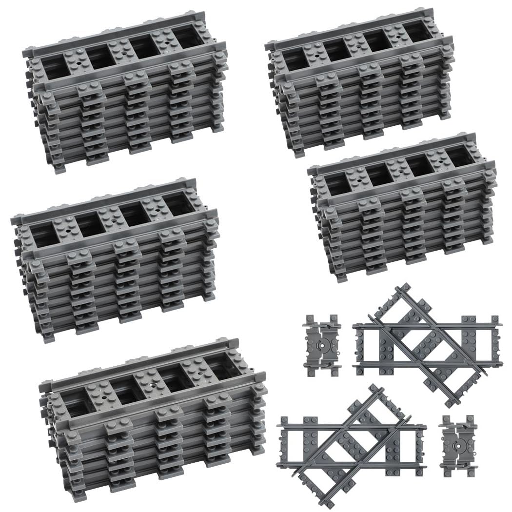 Etarnfly 42PCS city train tracks straight sections for durable, steady layouts