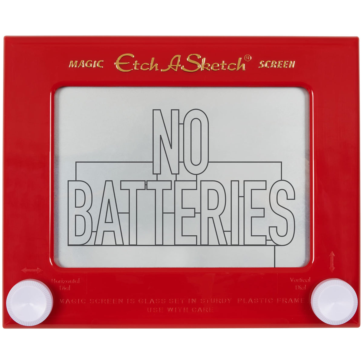 Etch A Sketch Classic Red Frame shows iconic design for pencil-free doodling fun