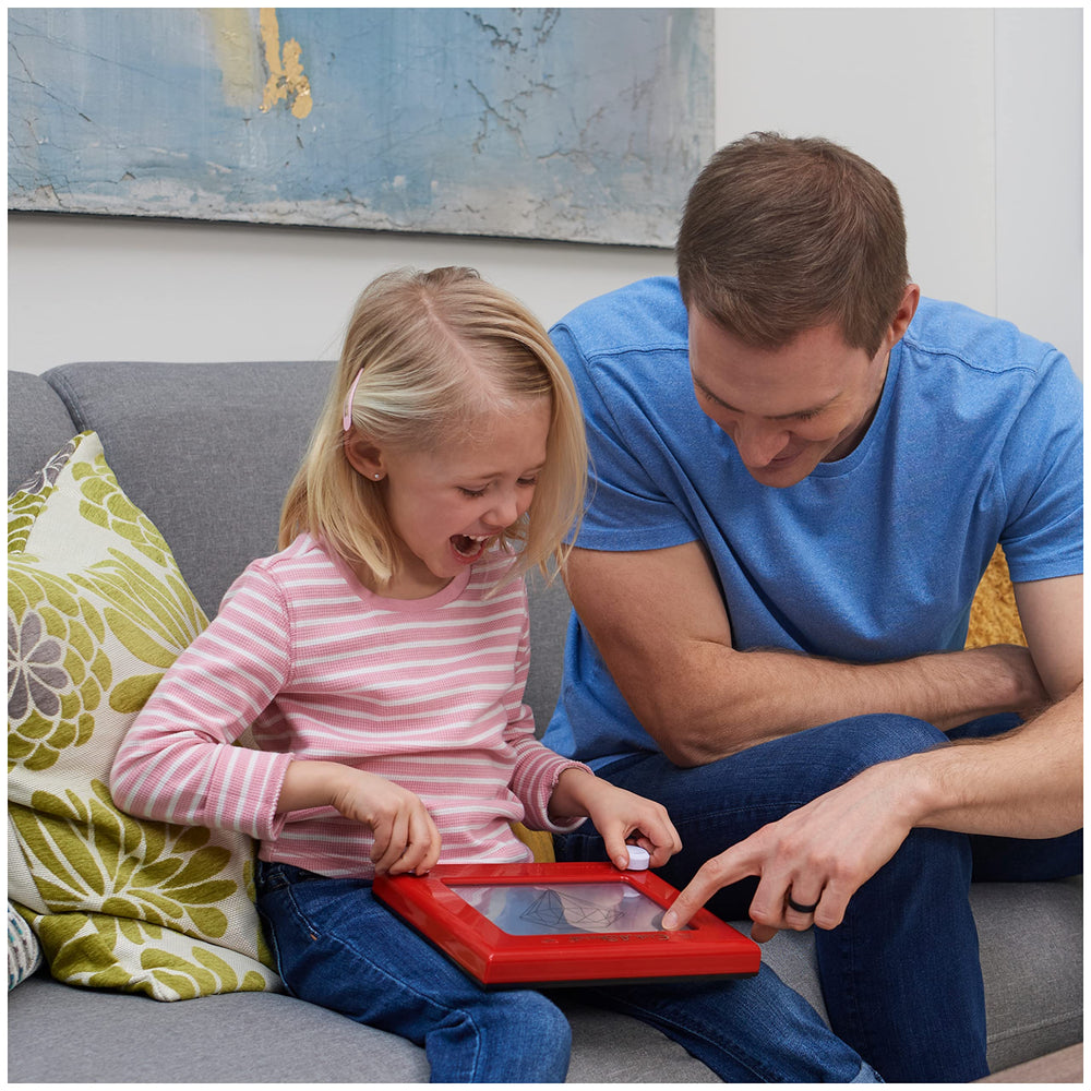 Etch A Sketch Shake to Erase action shows instant reset for fresh ideas