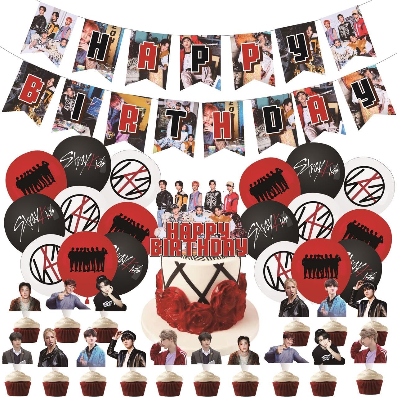 etel Like Stray Kids 5 Star banner brightens birthday decor with bold color.