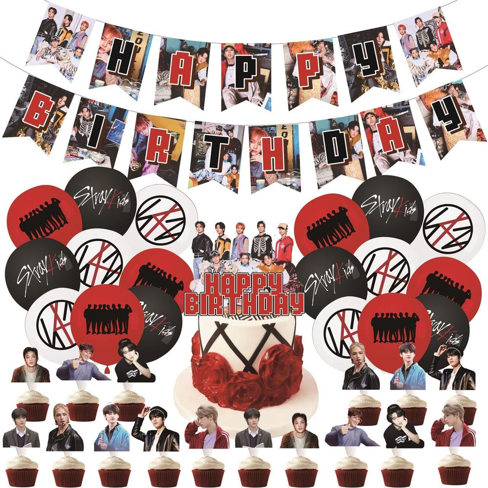 etel Like Stray Kids 5 Star banner brightens birthday decor with bold color.
