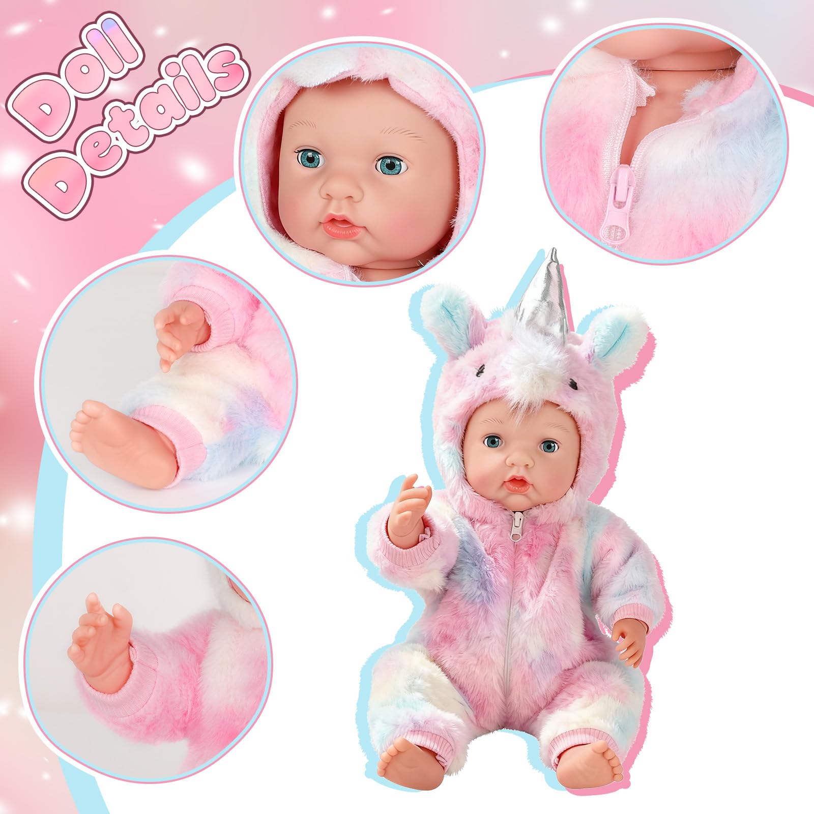 Eterfun eyelash and nail detailing enhances lifelike charm for cuddle-ready moments.