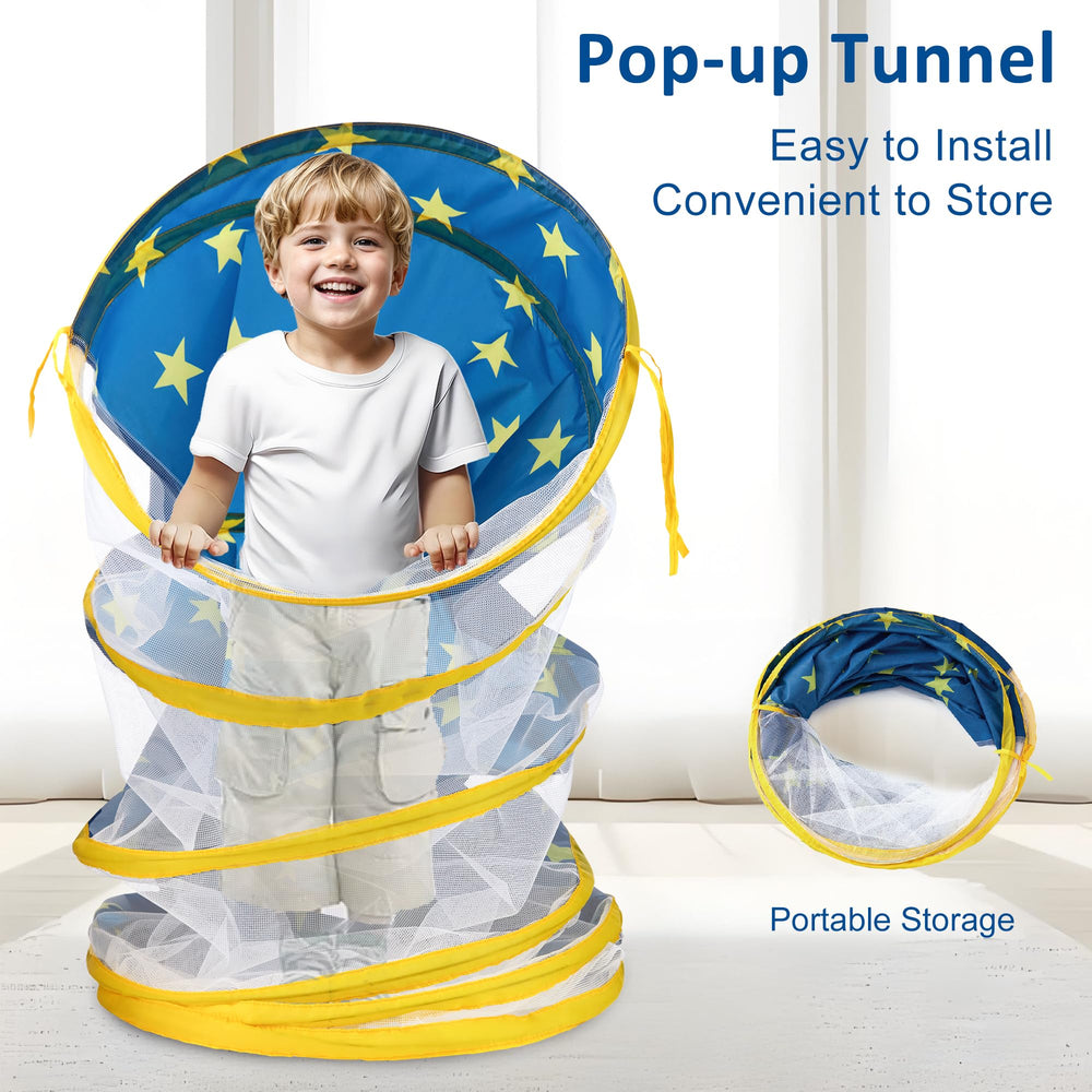 Eterish indoor-outdoor tunnel encourages crawling and imaginative play.