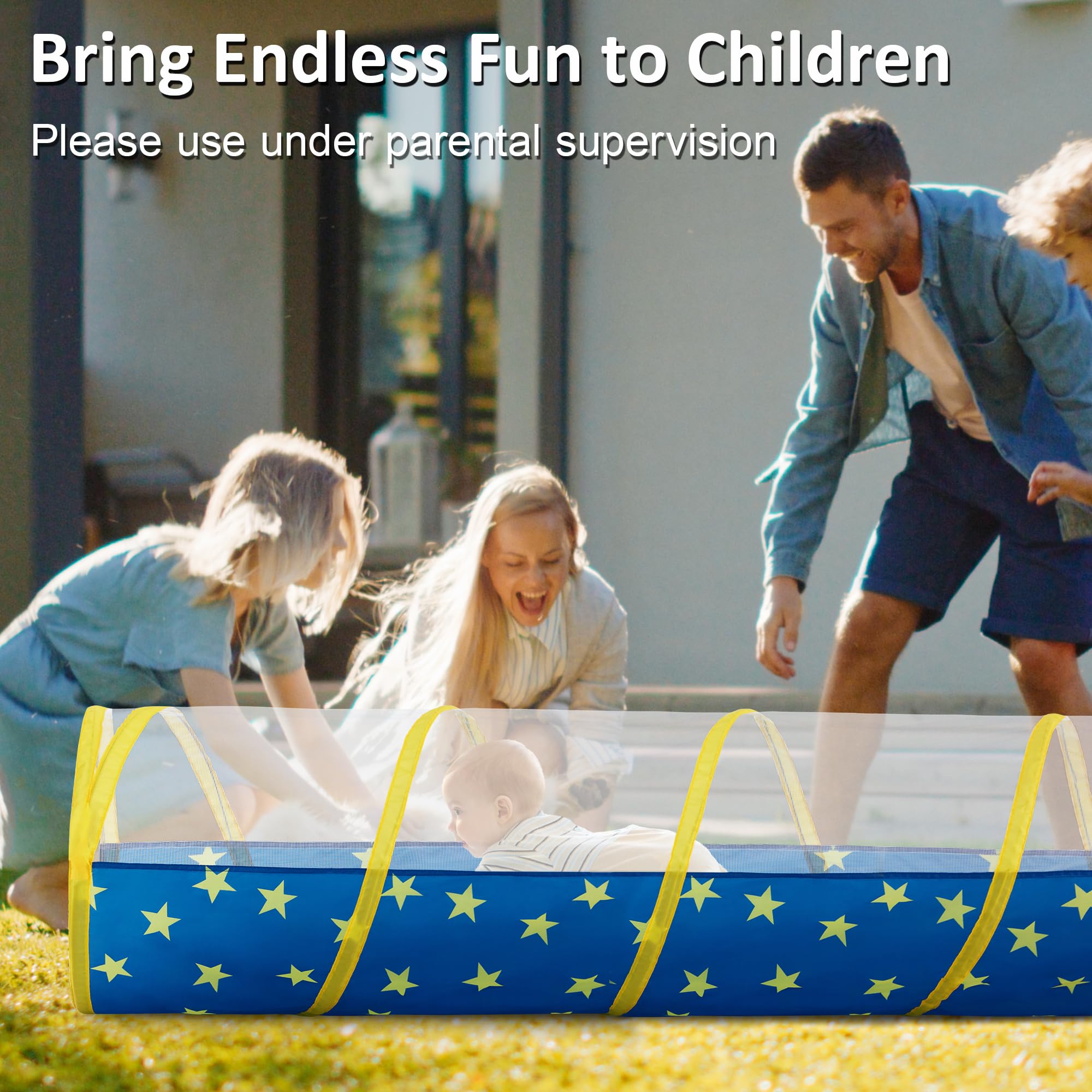 Eterish pop-up tunnel blue stars offers quick setup and compact storage.