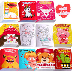 Eternity Sky 54pcs valentines coloring book pack front, ideal for classroom gift ideas