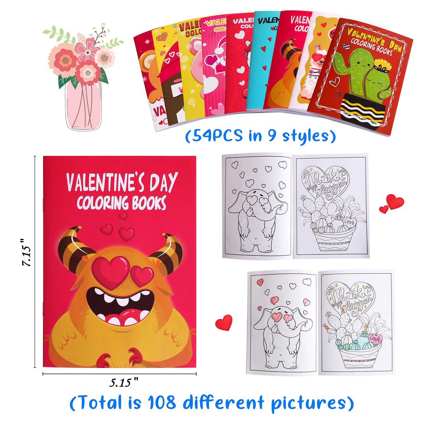 Eternity Sky valentines coloring book with dual-side pages for durable coloring