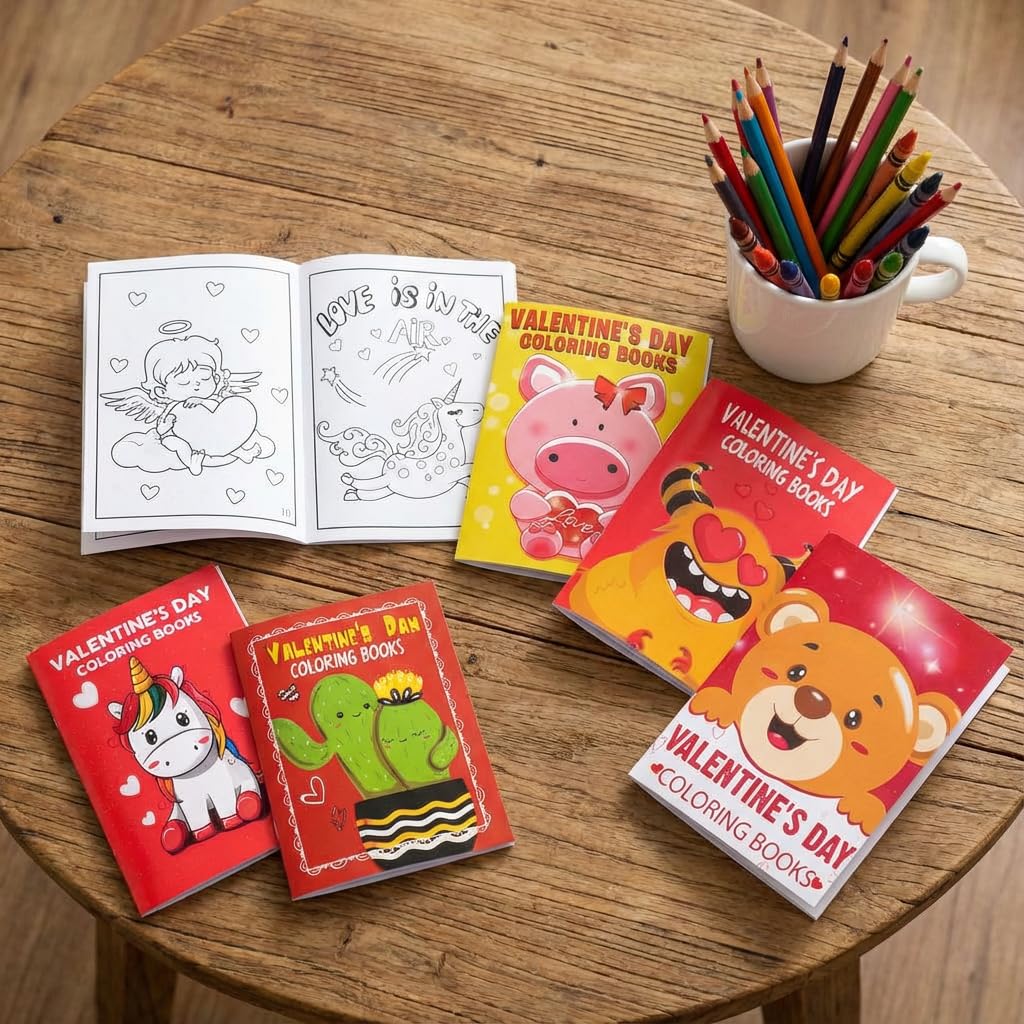 Eternity Sky valentines coloring book, kid-friendly 5.15" x 7.15" size for easy coloring
