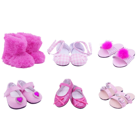 Etistta hot pink doll shoes set boots enhances 18-inch doll outfits for imaginative play