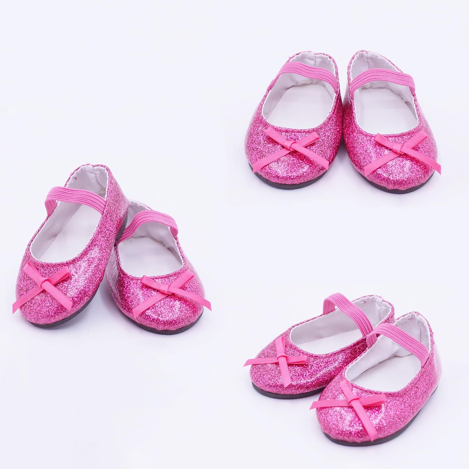 Etistta hot pink doll shoes set material closeup highlights premium fabrics