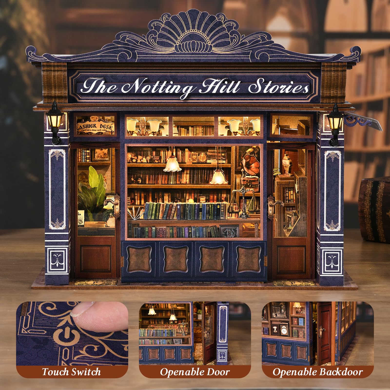 ETKVR Book Nook Kit book-shaped roof creates a bold bookstore silhouette