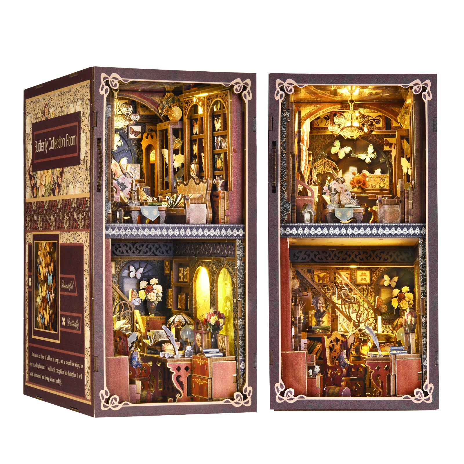 ETKVR butterfly diorama book nook on shelf for decor