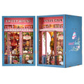 ETKVR Book Nook Kit pastry scene with donuts and bread, perfect for cozy shelf decor.