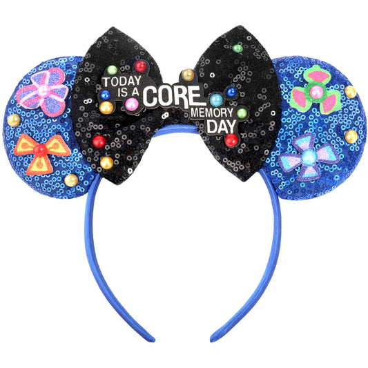 ETLUK Mouse Ears Headband with blue sequin bow, ideal for park photos and cosplay.
