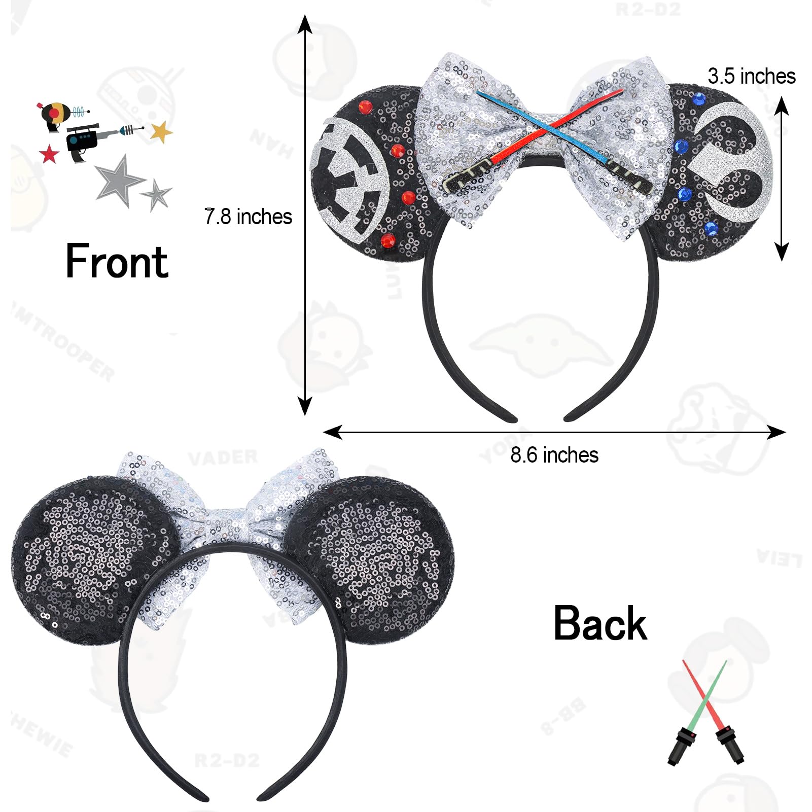 ETLUK headband with silver emblems for a durable luxury look