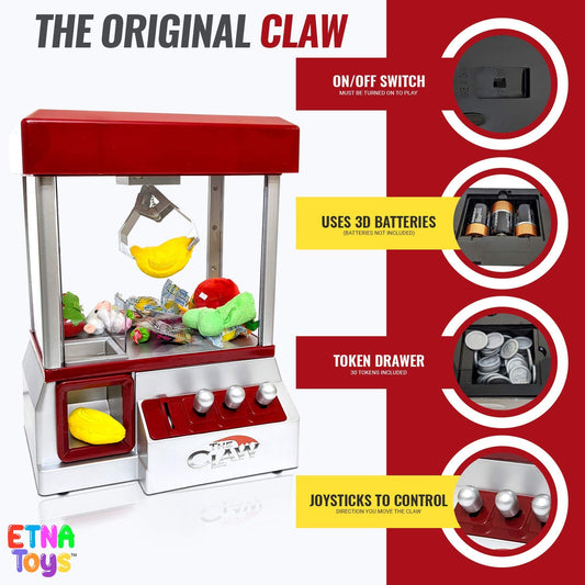 Etna claw machine side view shows slim profile for versatile placement in living spaces