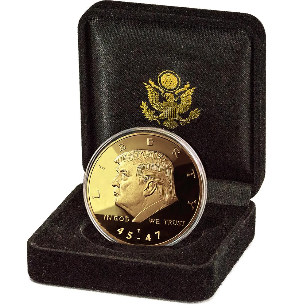 eTradewinds 38mm diameter Trump coin, bold centerpiece for any collection.