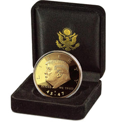 eTradewinds 38mm diameter Trump coin, bold centerpiece for any collection.