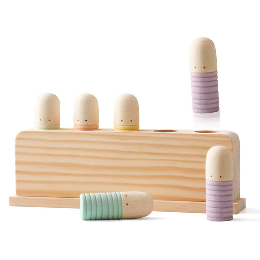 Etucdose pop-up toy multicolor puppets aiding color sorting for toddlers.