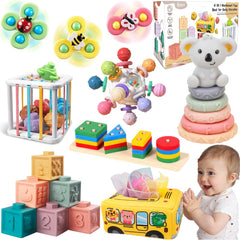Etyat Montessori baby toys with building blocks promote early color and shape recognition