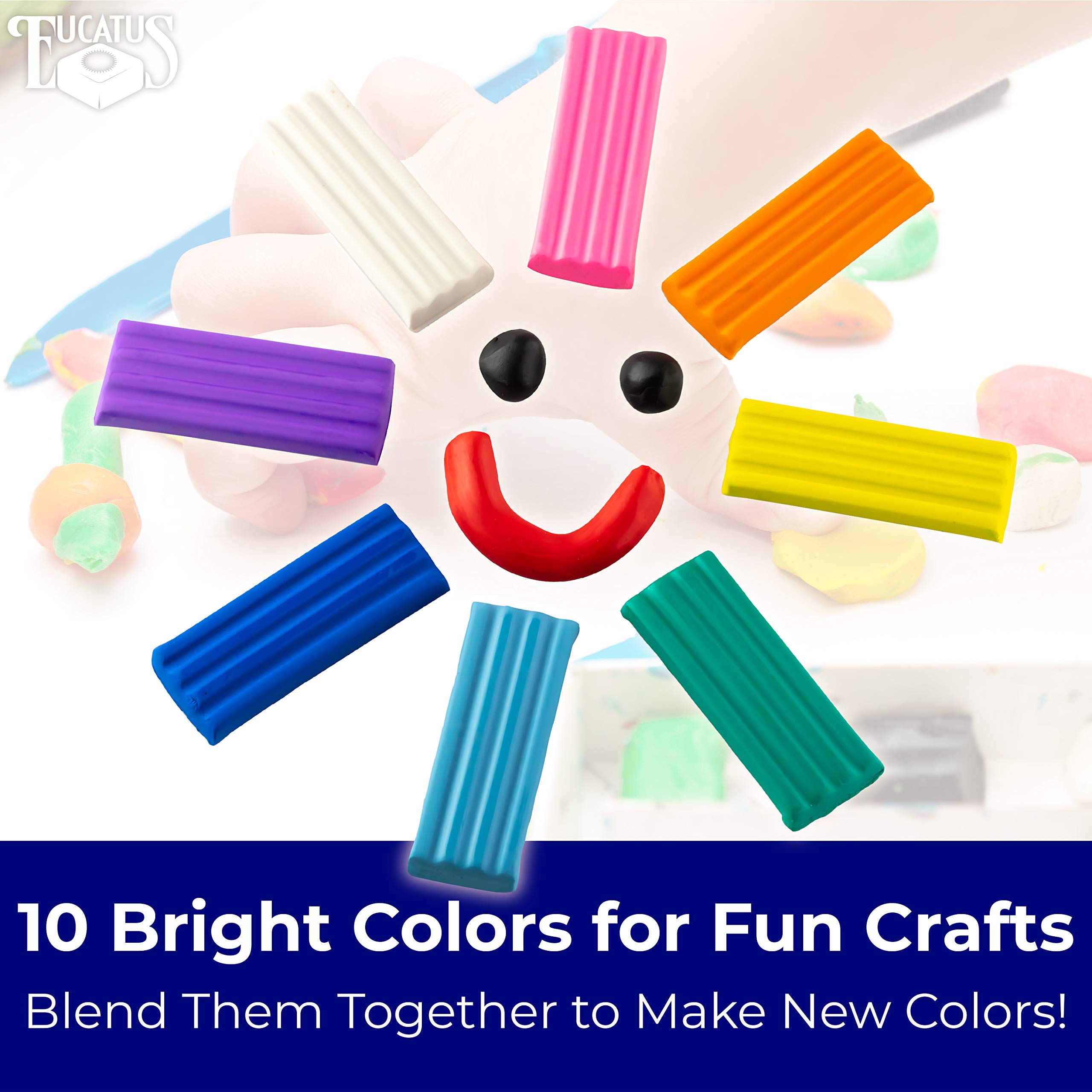 EUCATUS kids' clay set with rainbow palette for imaginative sculpture projects.