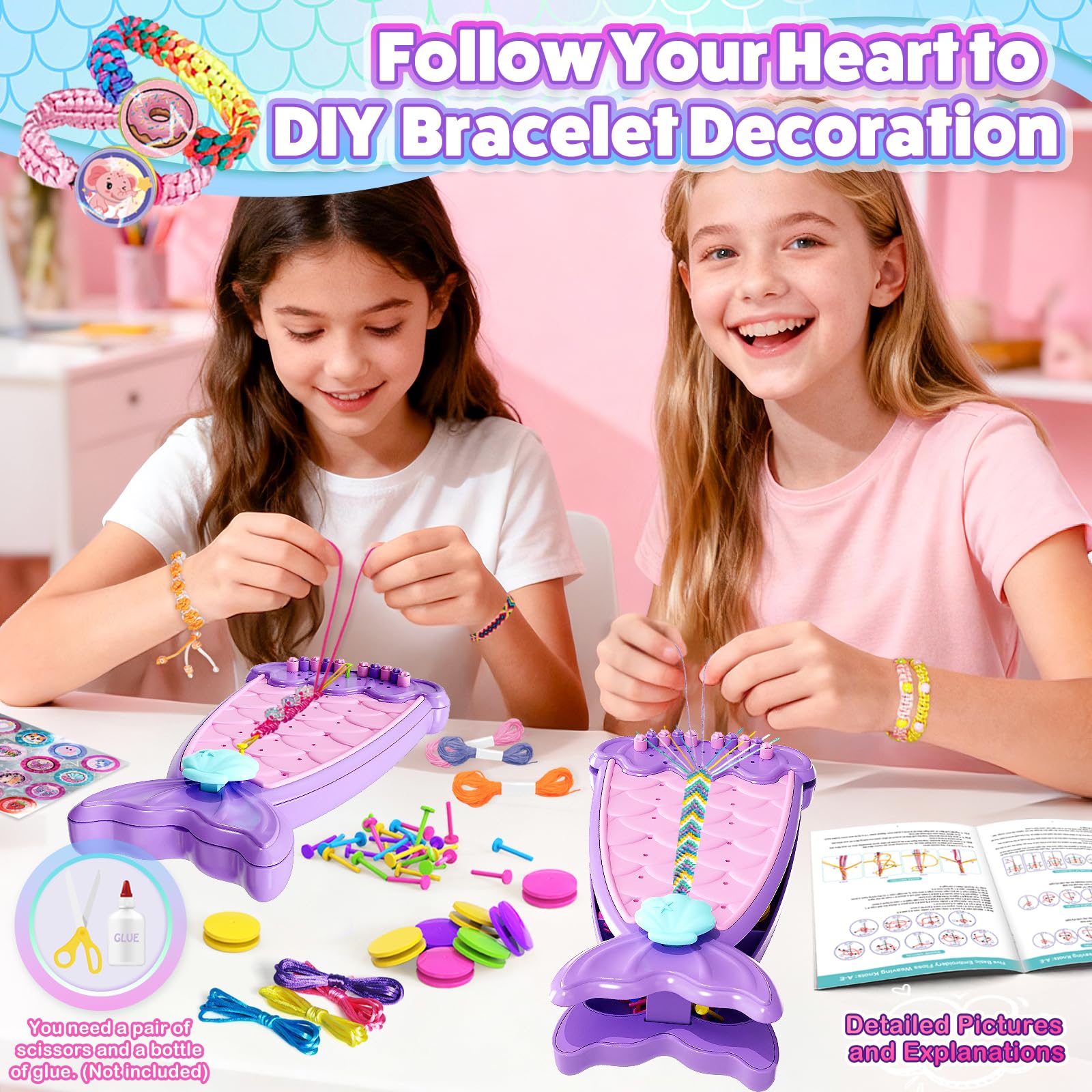 Euclidean Cube bracelet braider in action, smooth weaving for cozy, kid-friendly bracelets.