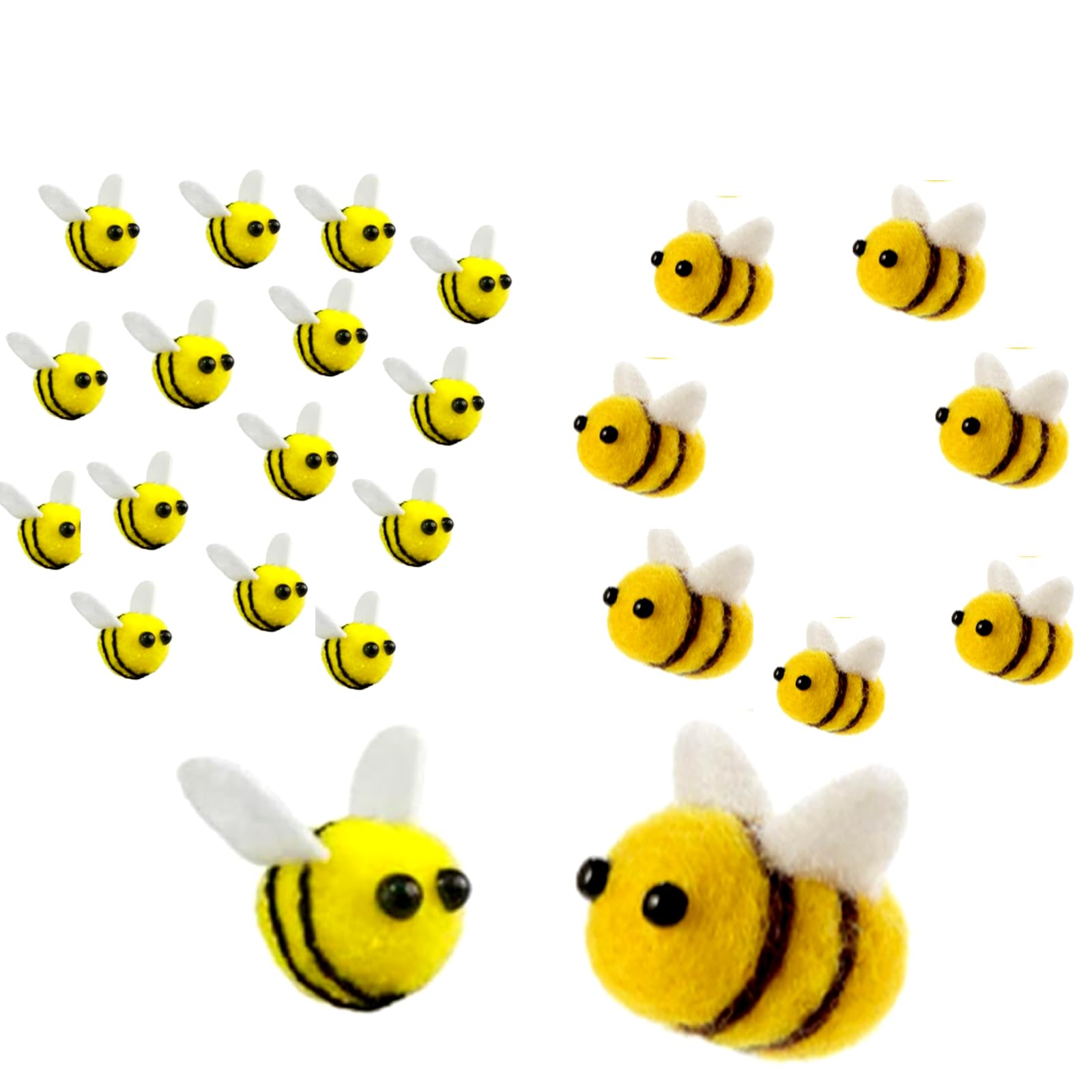 EUGFI 24pcs mini wool felt bees pack in resealable bag for easy crafting.