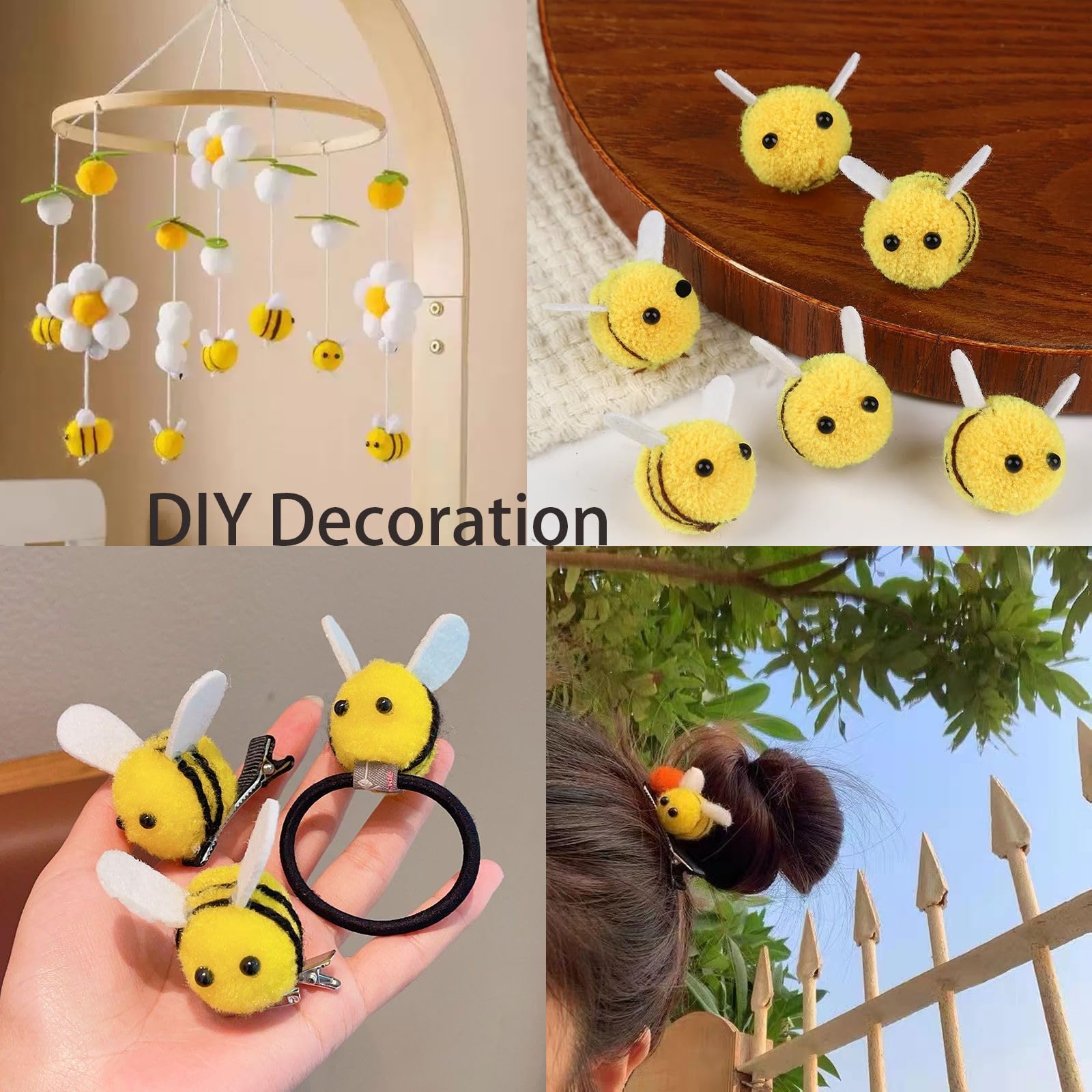 EUGFI mini wool bee embellishment for delicate hair clips and small crafts.
