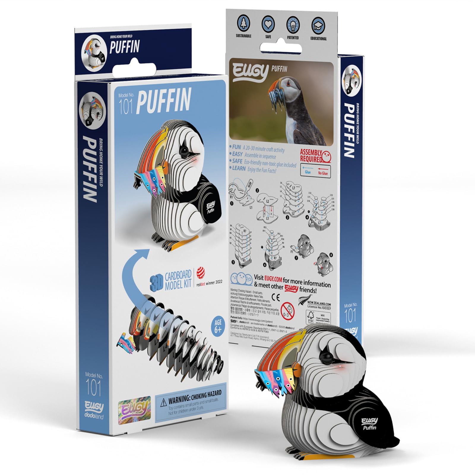 EUGY Puffin 3D Puzzle non-toxic glue included for safe crafting
