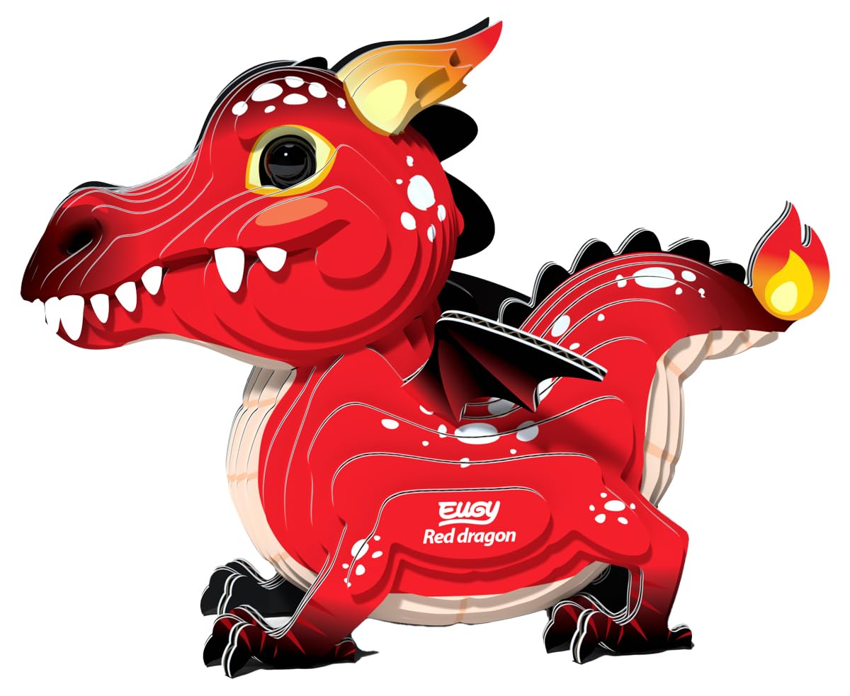 EUGY Red Dragon close-up scale texture enhances tactile realism during play.