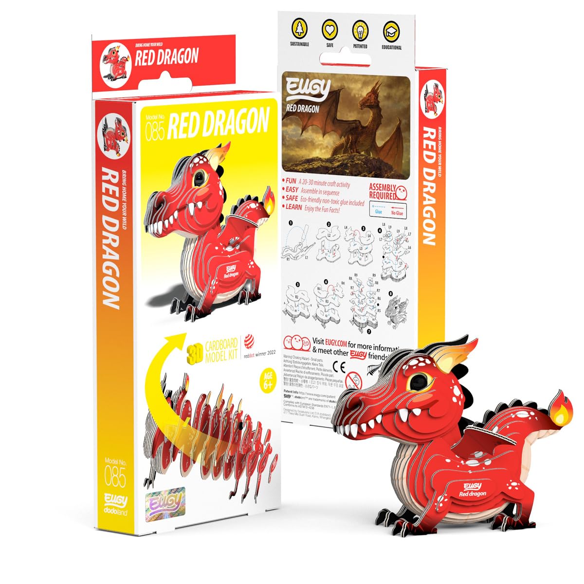 EUGY Red Dragon in-hand design engages kids with tactile play.