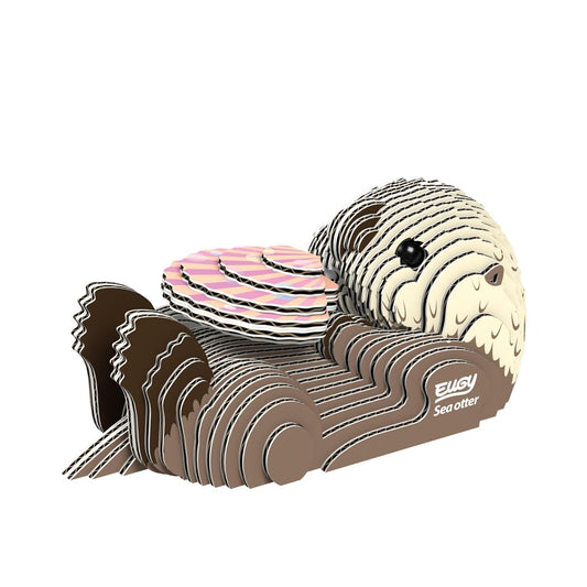 EUGY Sea Otter 3D puzzle in progress, kid-friendly STEM activity.