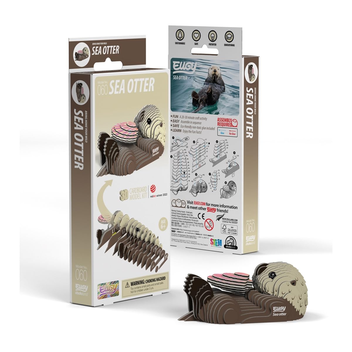 EUGY Sea Otter demonstrates eco-friendly cardboard materials.