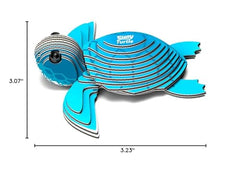 EUGY Sea Turtle 3D Puzzle educational facts panel enhances learning context.
