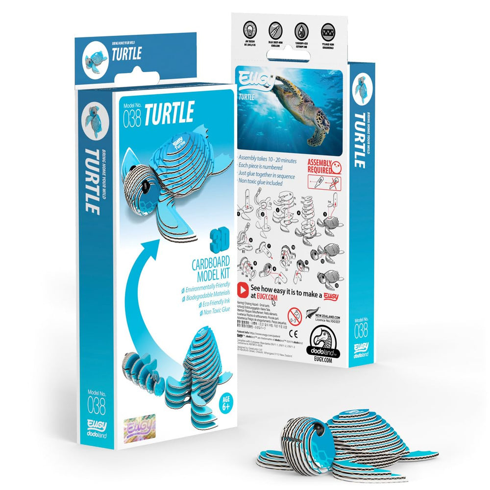 EUGY Sea Turtle 3D Puzzle in box highlights ready-to-build packaging for easy gifting.