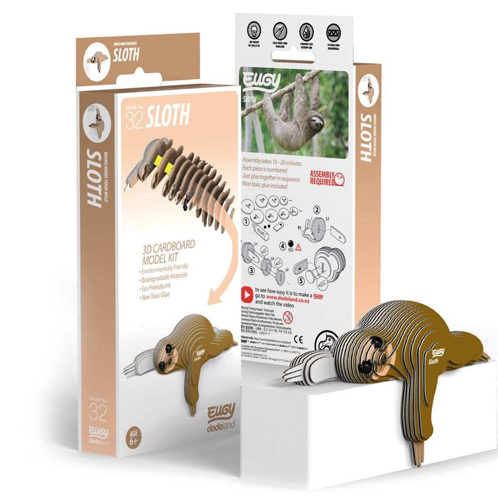 Eugy Sloth assembly in progress demonstrates easy steps for kids ages 6 and up.