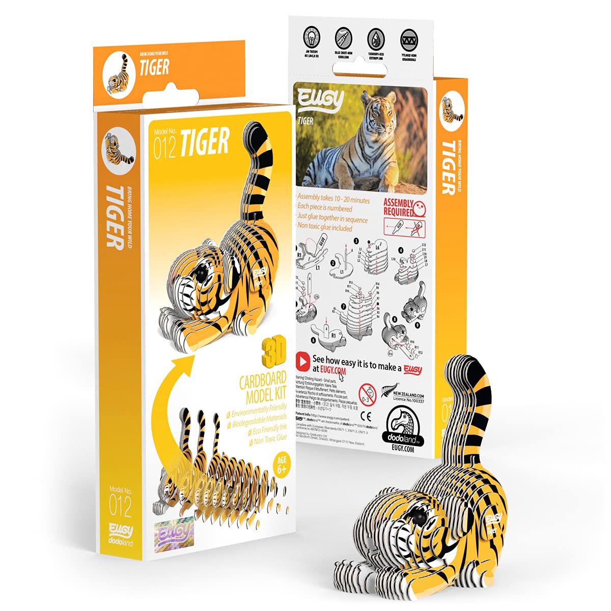 EUGY Tiger 3D puzzle completed model ready for display and storytelling