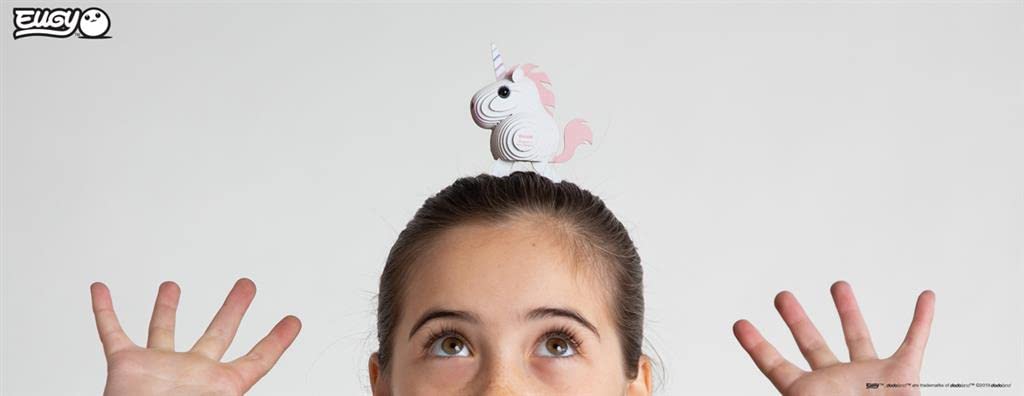 EUGY Unicorn design with original patented assembly for a one-of-a-kind play experience