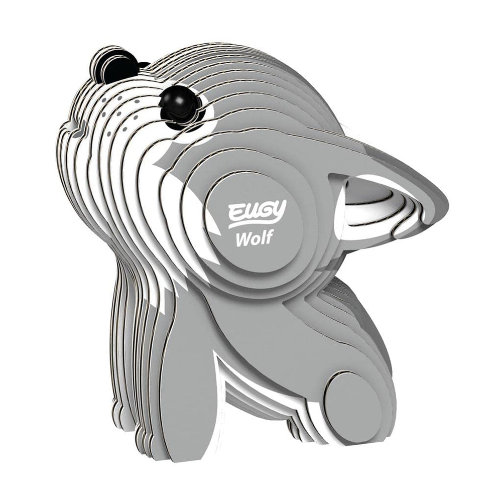 EUGY Wolf eco-friendly 3D puzzle ready for assembly and display.