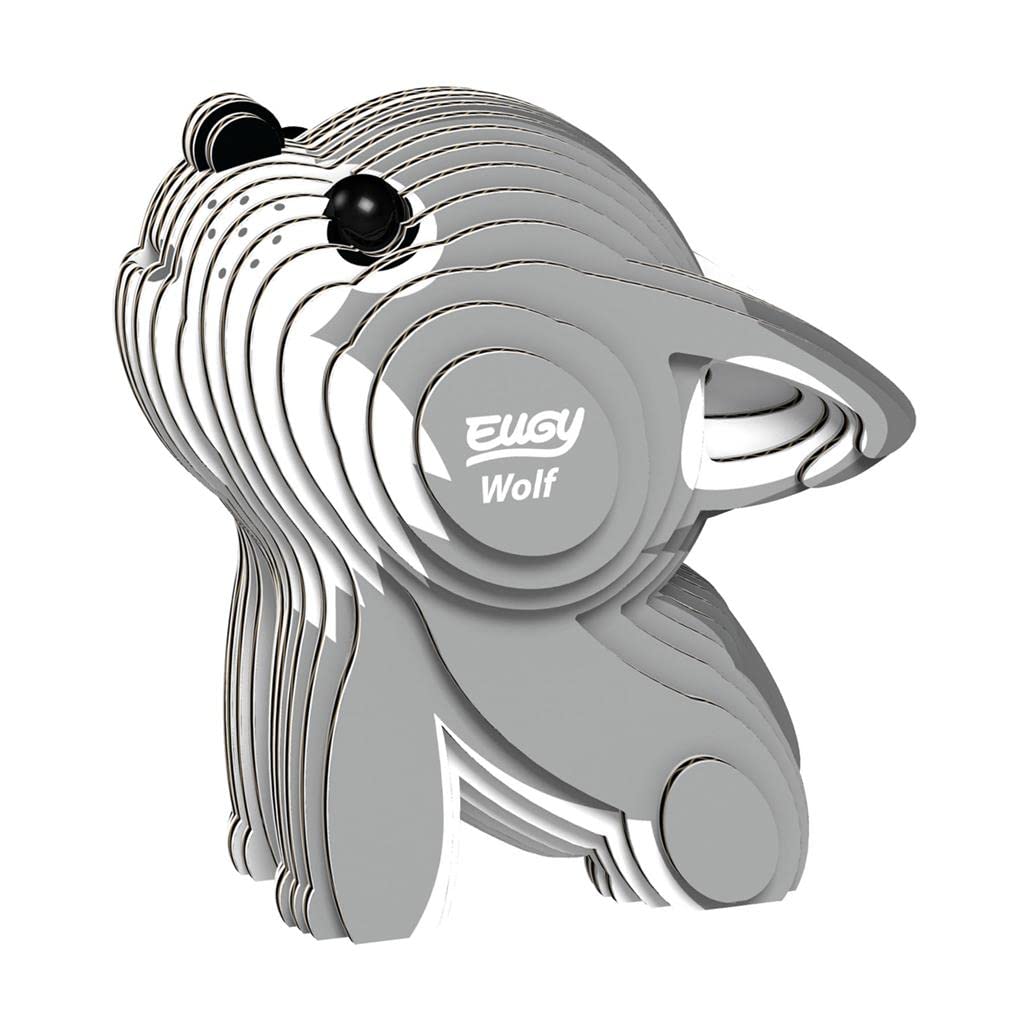 EUGY Wolf eco-friendly 3D puzzle ready for assembly and display.