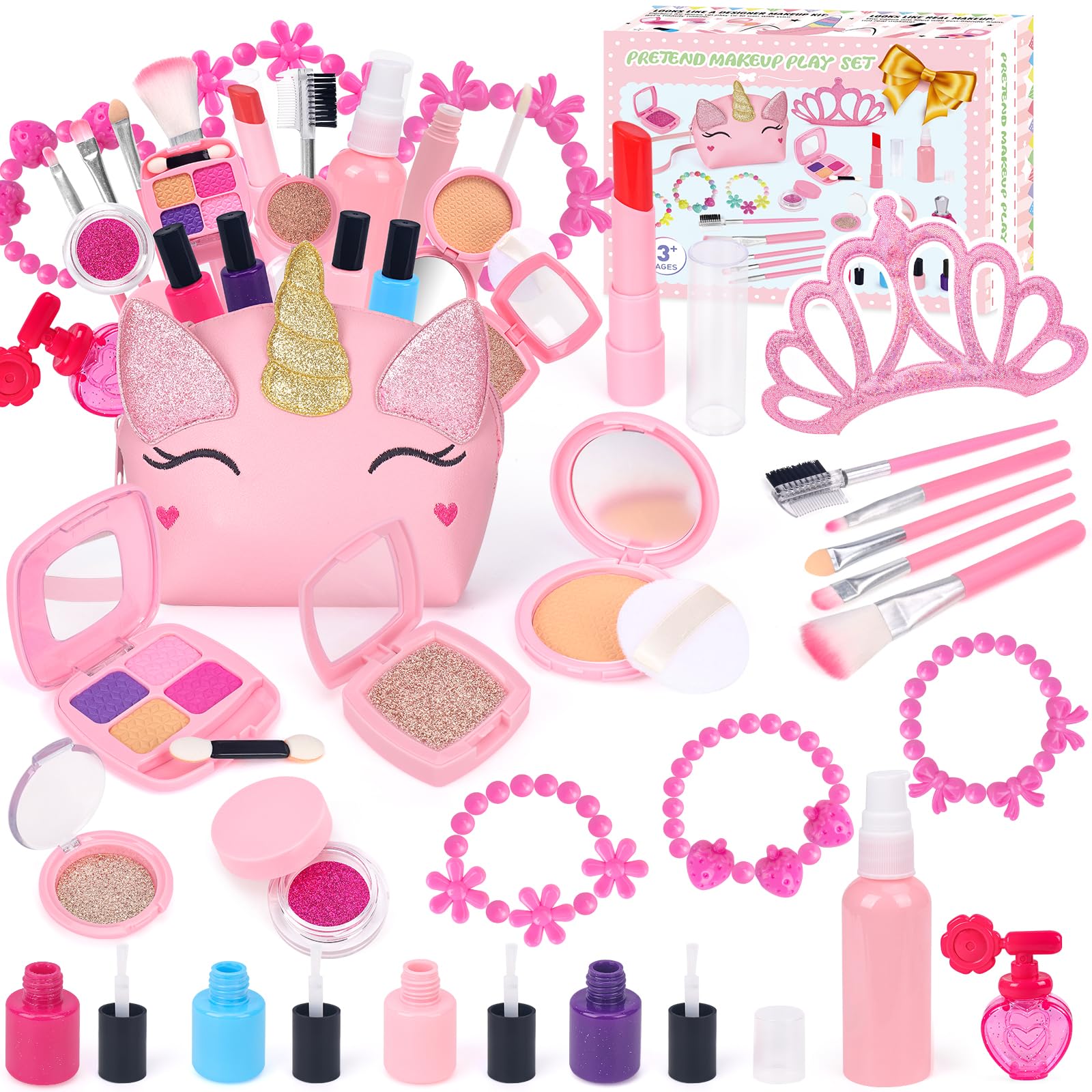 EULRGAUS pretend makeup kit with unicorn bag boosts imaginative play
