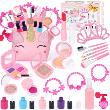 EULRGAUS pretend makeup kit with unicorn bag boosts imaginative play