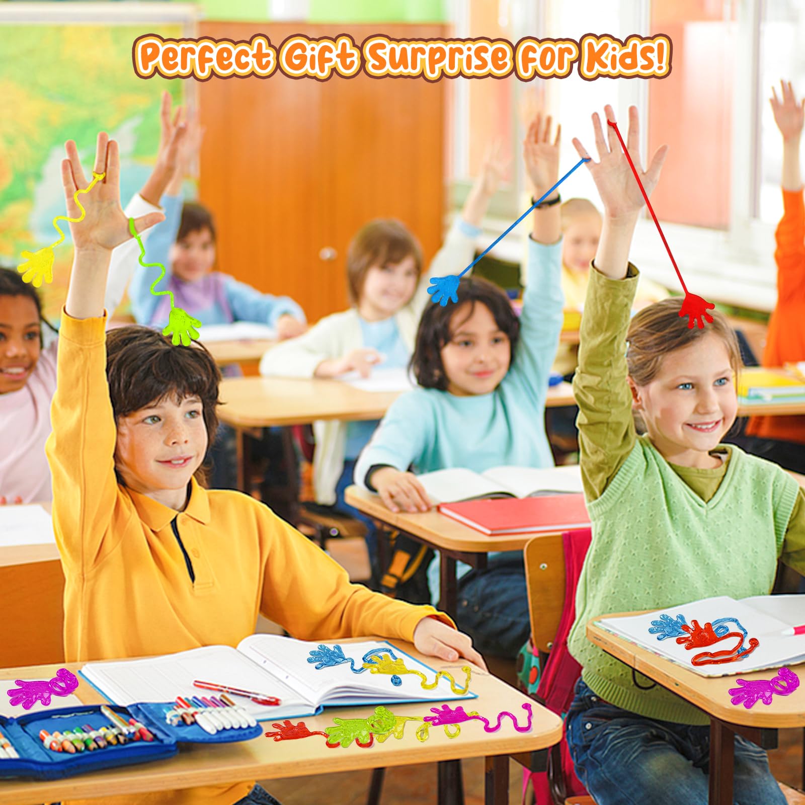 EUOCENK glitter sticky hands easy to clean and re-stick after washing.