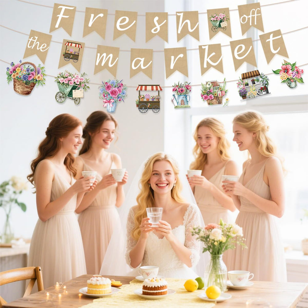 EUOYUFO Fresh Off The Market farmers market theme banner complements rustic decor