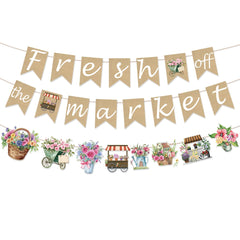 EUOYUFO Fresh Off The Market flowers banner ideal rustic bridal shower decor