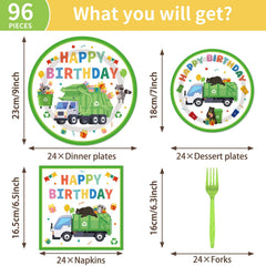 EUOYUFO trash truck dessert plates 7in add colorful treats to the table.