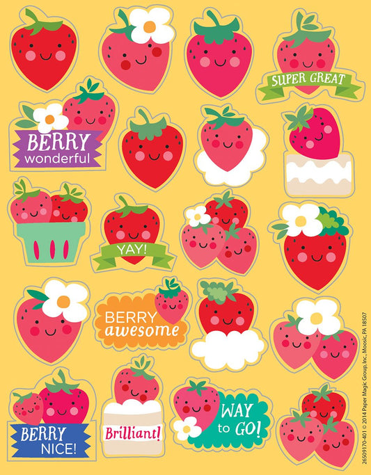 Eureka strawberry scented stickers pack for crafts and labeling with a pleasant aroma.