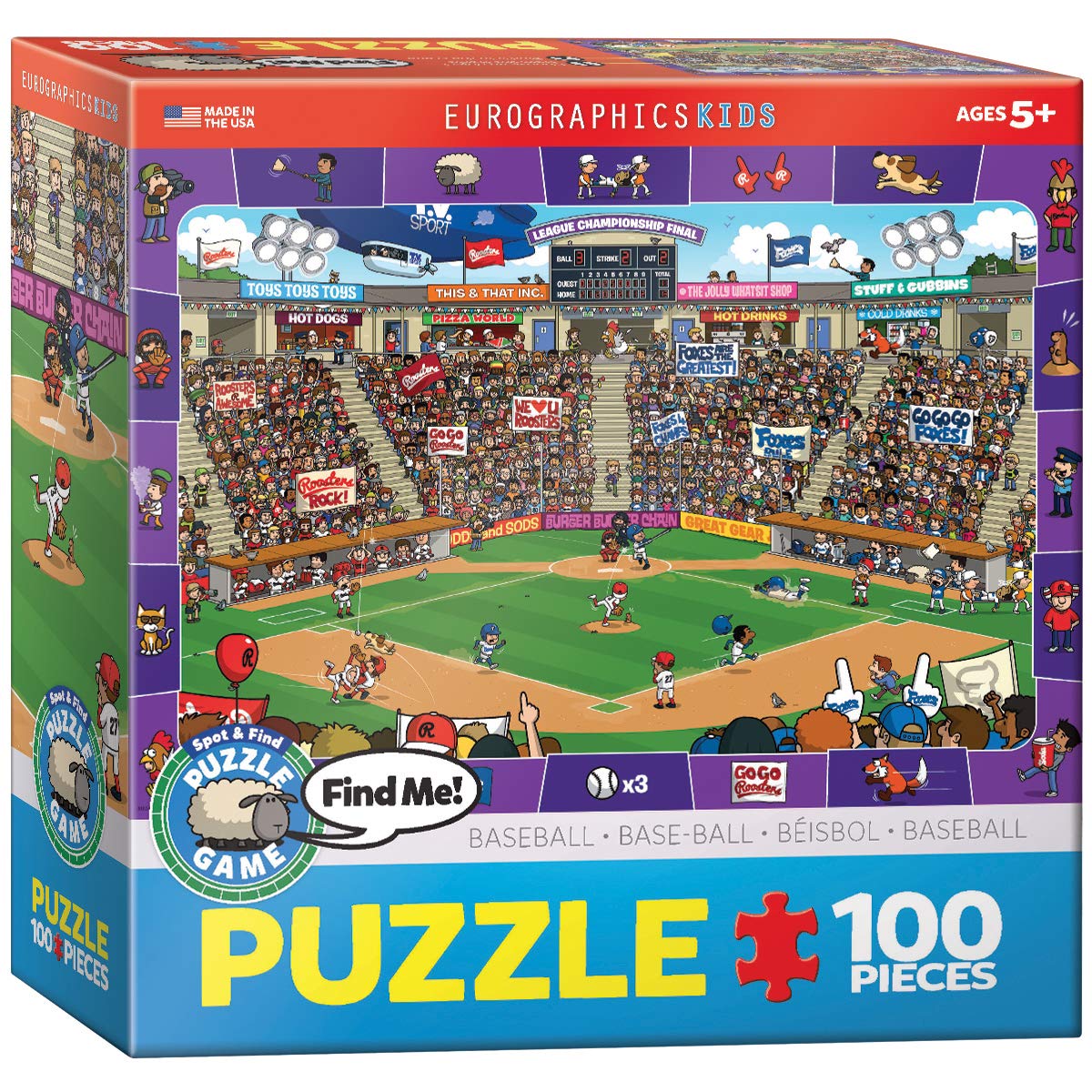 EuroGraphics Baseball Spot & Find puzzle box — ideal setup for family puzzle night.