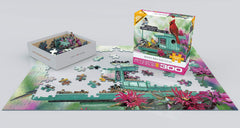 EuroGraphics Bertie's Bird Seed Fly-In scene with colorful birds evokes focus and cozy moments