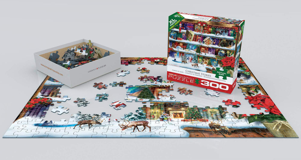 EuroGraphics Christmas Stories by Paul Normand finished puzzle ready for display.